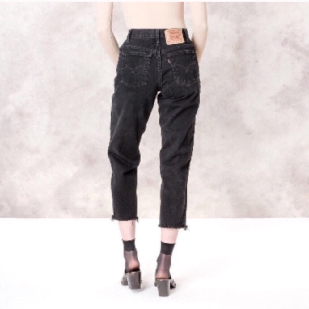 Vintage High Waisted Frayed Hem Black Levis(m-xxl)